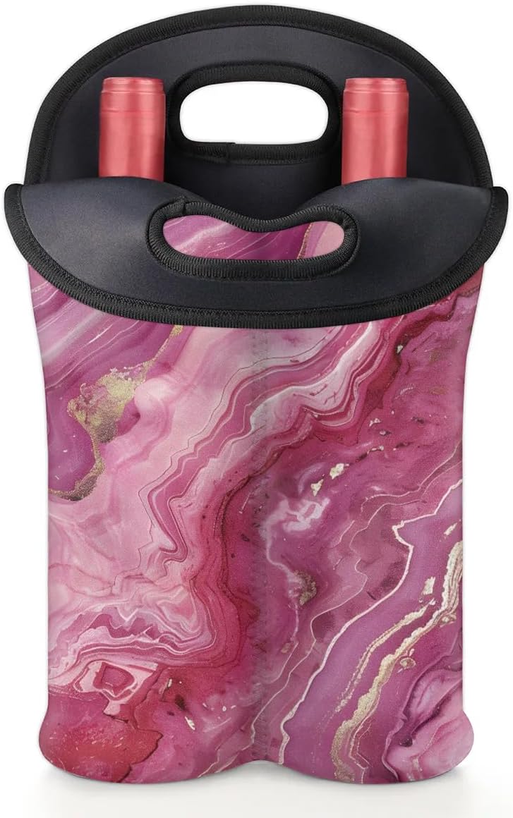 Wine Carrier Tote Personalized Bag for 2 Bottles - Neoprene Wine Bottle Holder with Carry Handle, Wine Protective Bag Insulated Bag Beer Cans Water Bottle Holder for Travel Picnic,Style11