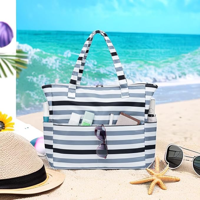 LEDAOU Beach Bag Waterproof Sandproof Women Beach Tote Pool Bag with Zipper for Swim Gym Grocery Travel with Wet Pocket | Sandproof, with Zipper, for Gym, Grocery, Travel, with Wet Pocket