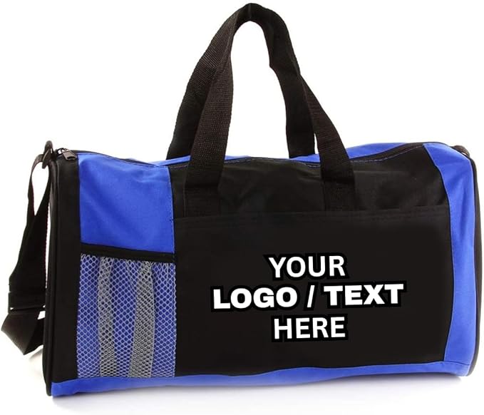 Custom Duffel Bag – Personalized with Logo or Text – Sports Team, Travel, Gym – Royal Blue, Red - Model 6072