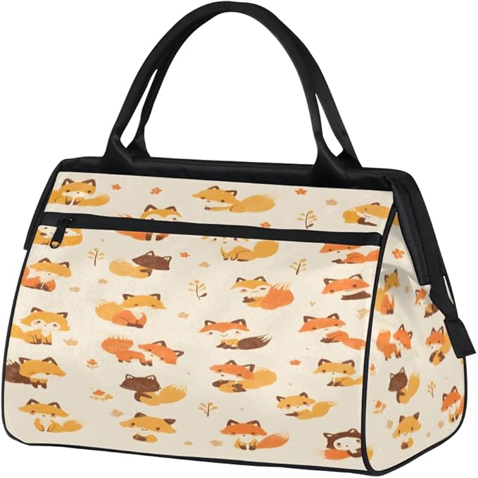 Cute Fox Overnight Weekender Bag for Women Men Travel Duffel Bags Waterproof Luggage Carry on Sports Yoga Gym Bag