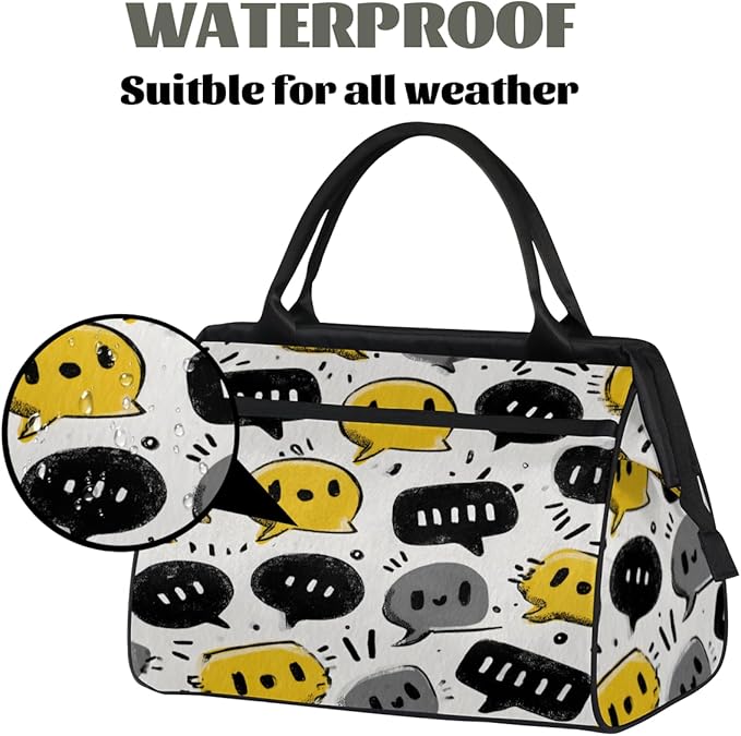 Cartoon Graffiti Overnight Weekender Bag for Women Men Travel Duffel Bags Waterproof Luggage Carry on Sports Yoga Gym Bag