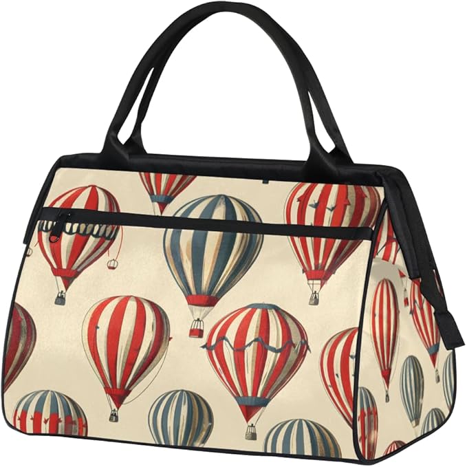 Retro Hot Air Balloon Overnight Weekender Bag for Women Men Travel Duffel Bags Waterproof Luggage Carry on Sports Yoga Gym Bag