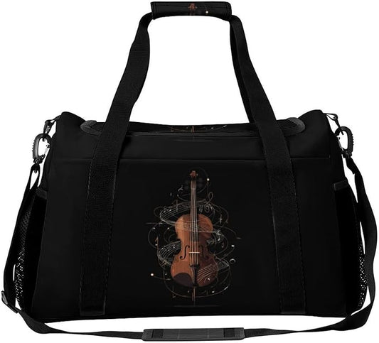 Violin Music Notes Duffle Bag Gym Bag for Workout Travel Tote with Detachable Straps