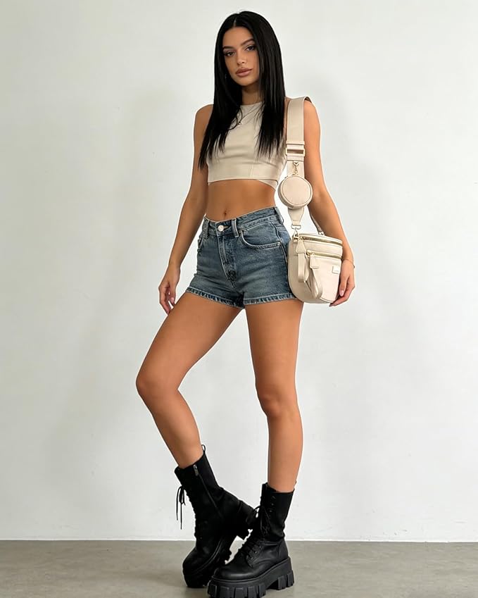 Large Nylon Crossbody Bags for Women Spacious Bum Bags for Women Crossbody Large Fanny Pack Sling Bag with Removable Wallets Purse Belt Pouch (Beige)