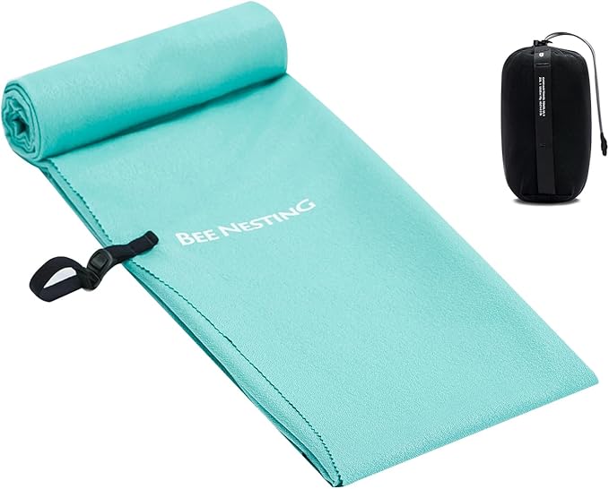 Bee Nesting Ultralight Quick Dry Towels for Backpacking, Microfiber Towel Tavel Accessories for Hiking, Beach, Gym, Swimming, Pocket Sweat Towels(2XL Mint Green