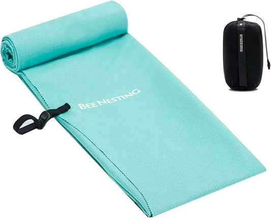 Bee Nesting Ultralight Quick Dry Towels for Backpacking, Microfiber Towel Tavel Accessories for Hiking, Beach, Gym, Swimming, Pocket Sweat Towels(2XL Mint Green