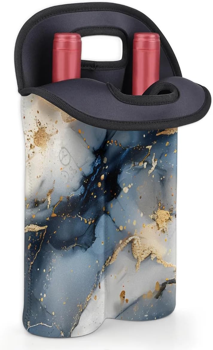 Wine Carrier Tote Personalized Bag for 2 Bottles - Neoprene Wine Bottle Holder with Carry Handle, Wine Protective Bag Insulated Bag Beer Cans Water Bottle Holder for Travel Picnic,Style22
