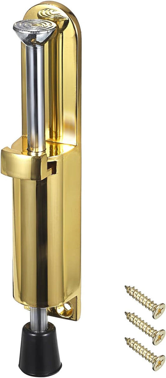 Sumnacon Kickdown Door Stop - Stainless Steel Easy Step Door Stopper, Spring Loaded Telescopic Step On/Off Door Stopper Rubber, Adjustable Heavy Duty Door Locks Holder Stop/Release by Foot, Gold