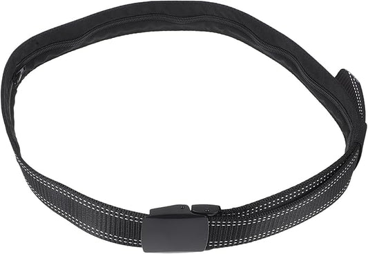 PartyKindom Men's Anti-theft Money Belt with Alloy Buckle, Travel Hidden Waist Belt, Double-line Black Matte Leather for Secure Everyday Use