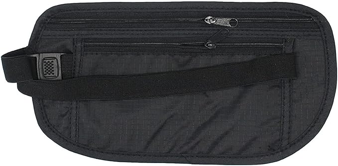 Thin Profile Money Belt Secure Travel Belt Bag Hidden Blocking Wallets Anti-Theft Passport Pouch Pack Small Travel Wall