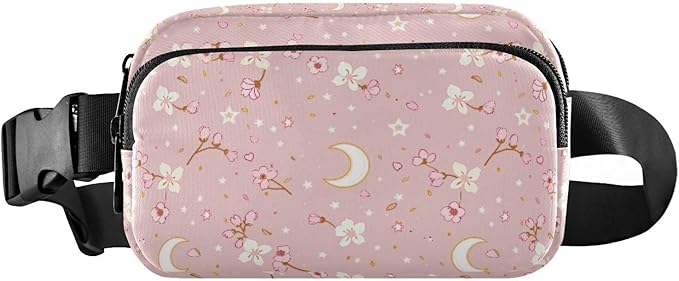 Cherry Blossom Moon Fanny Pack for Women Men Water Resistant Fashion Waist Packs with Adjustable Strap Belt Bag for Travel Workout Jogging Hiking 21219010