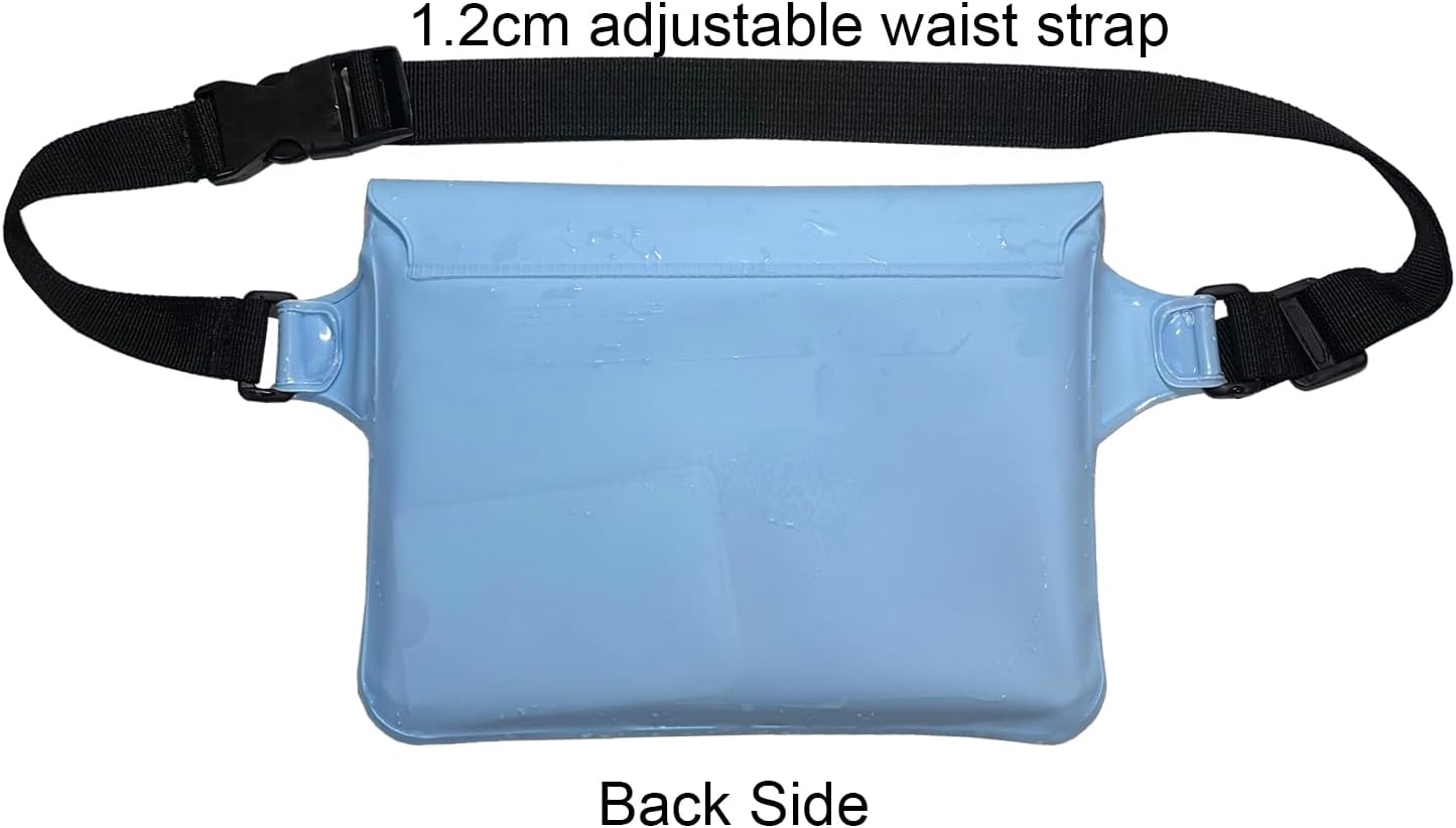 DRLOKPAK Waterproof Waist Bag Pouch Fanny Pack Bum Bag with Secret Holder Keeps Your Phone Kindle Wallet Watch & Valuables Dry - Perfect for Surf Canoe Swim Snorkel Dive Beach Pool(Blue)