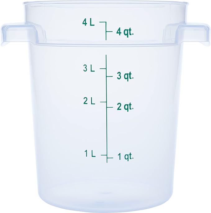 Carlisle FoodService Products Storplus Round Food Storage Container with Stackable Design for Catering, Buffets, Restaurants, Polypropylene (Pp), 4 Quart, Clear