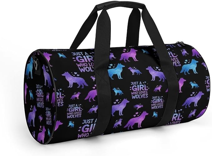 Durable Travel Gym Sports Bag Just Girl Who Loves Wolves Workout Lightweight Foldable Overnight Bag Training Workout Bags