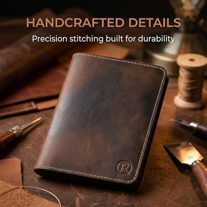 Rustique Leather Passport Holder Collection - Handmade Travel Wallet & Organizer - Full Grain Crazy Horse Leather Covers for Men & Women (Multiple Styles) (Document Organizer - Tobacco & Honey)
