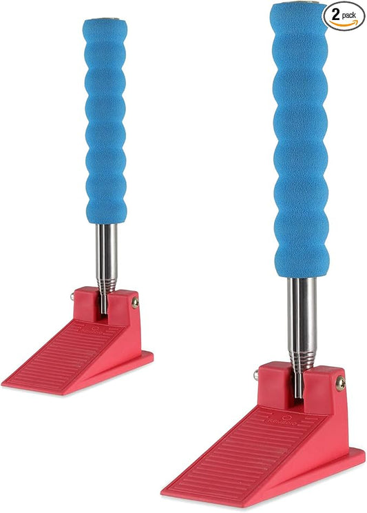 Long Handle Door Stopper Wedge - Set of 2 - Heavy-Duty, Adjustable, Non-Slip Rubber Wedge, Extendable Handle for Seniors, Arthritis-Friendly, Fall Prevention, All Floors, Stops Drafts, No-Bend Design