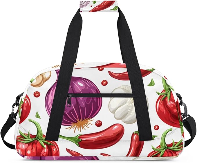 Chili Onion Tomato Kids-Duffel-Bags Gymnastics Dance Bag Carry-On Overnight Travel Gym Lightweight Dance Sports Bags For Girls Boys Kids，