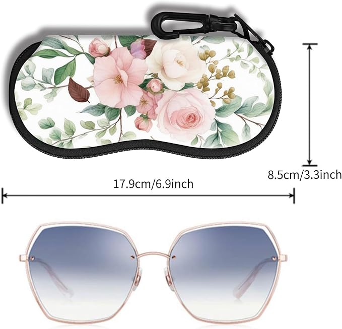 Hion Sunglasses Soft Case Ultra Light Neoprene Zipper Eyeglass Case With Belt Clip