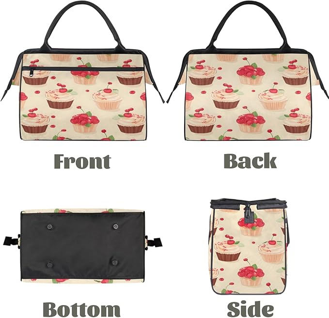 Cake Cherry Overnight Weekender Bag for Women Men Travel Duffel Bags Waterproof Luggage Carry on Sports Yoga Gym Bag