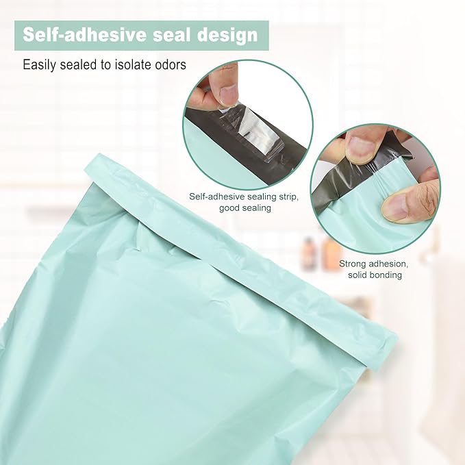 Adult Diaper Disposal,100 Pack Plastic Bags for Adult Diaper Disposal,Self-Adhesive Strips to Seal in Odours,Waterproof and Leak-Proof,Suitable for Elderly Nappy Care at Home and for Travel (Green)