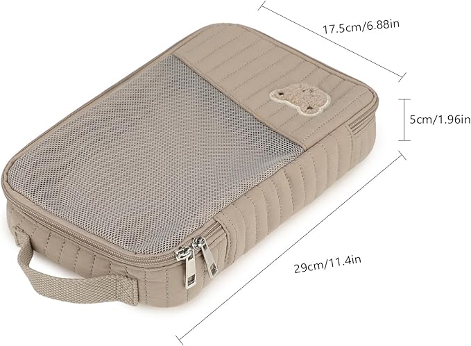 MOMIGO Baby Diaper Bag Organizer Pouches - 2 Pack Waterproof Pod Hanging Diaper Bag Cute Rabbit Bear Mesh Bag Reusable, Washable or Baby Cloth Diapers (Brown)