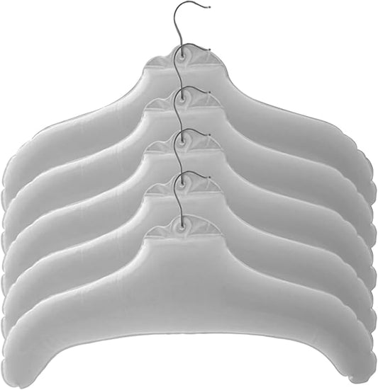 Portable Hangers, 5Pcs Inflatable Hangers Waterproof Leakproof 17x10 White PVC Portable Hangers for Travel, Business Trip, Camping, Travel Hangers