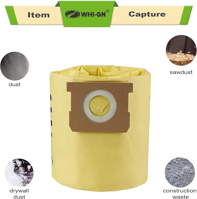10 Pack 91964 Double Layer High Efficiency Replacement Filter Bags 9196400 9196433 for Shop-Vac 4 Gallon Wet/Dry Vacs, Type D Vacuum Bags