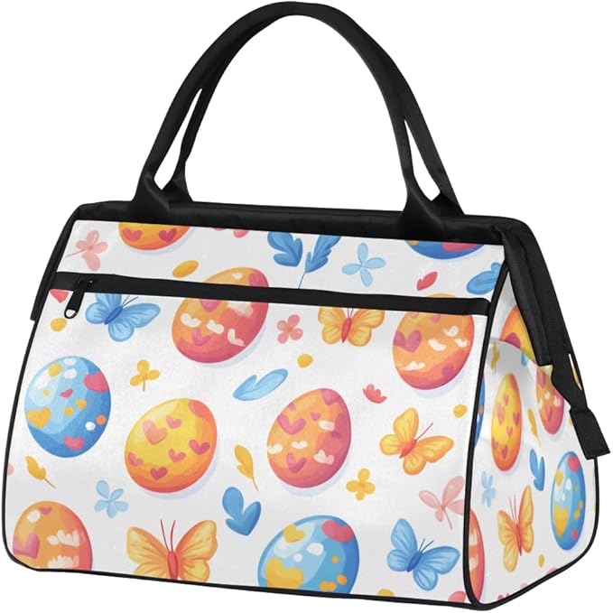 Spring Easter Eggs Overnight Weekender Bag for Women Men Travel Duffel Bags Waterproof Luggage Carry on Sports Yoga Gym Bag