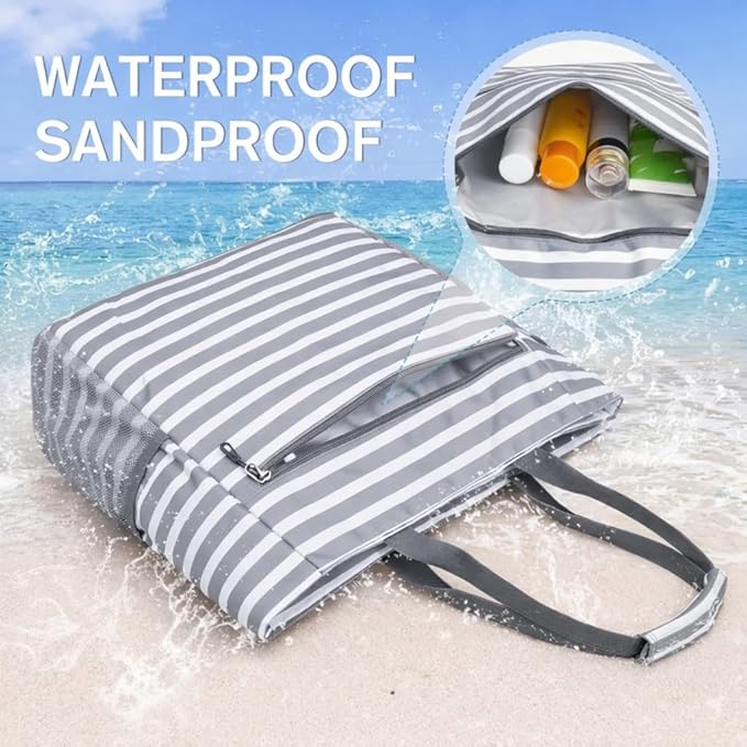 Waterproof Foldable Tote Bag for Travel – Large Carry-On with Zipper Pocket for Beach, Gym, Airplane & Weekend Trips