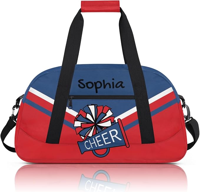 Personalized Red Blue Cheer Bag for Cheerleaders, Custom Sport Gym Bag Dance Bag Travel Duffle Bag Cheerleading Gifts for Women
