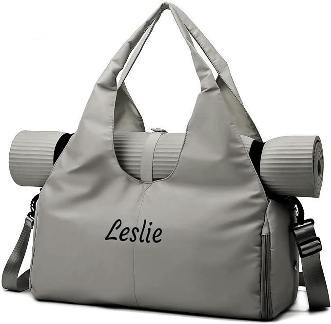 Customizable Yoga Gym Bag for Women with Shoes Compartment, Wet/Dry Pockets, Adjustable Yoga Mat Holder - Lightweight Water-Resistant Tote