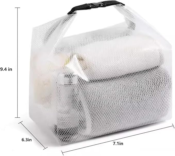 Cosmetic storage bag with dry and wet separation, wash bag, hand-held bag, portable storage bag, simple style,suitable for travel, fitness, swimming, outdoor rafting (White, 7.1in*6.3in*9.4in)
