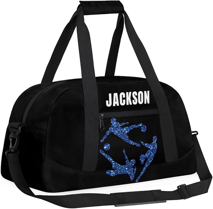 Custom Gym Duffel for Kids Boys,Personalized Black Duffel Bag Overnight Bags for Travel Weekender Practice Sports