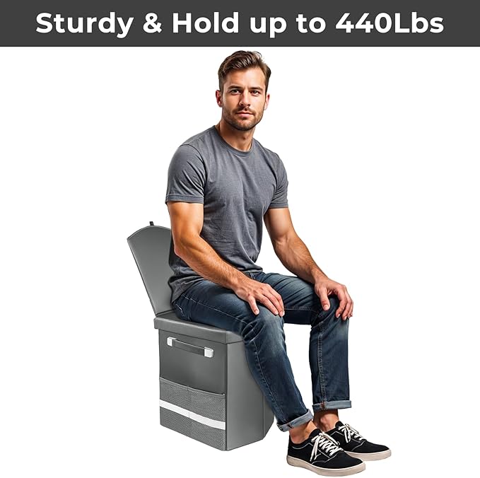 2026 Upgraded 16.5'' XL Portable Toilet for Adults,Tall Camping Toilet with Lid and Convenient Carry Bag, Portable Potty for Camping, Hiking, Car Travel,Truck, RV, Boating, Road Trips, Beach (Gray)