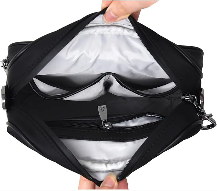 Womens Anti-Theft Water-Proof Travel Crossbody Bag with Slash-Resistant Faux Leather & Locking Clasps Strap