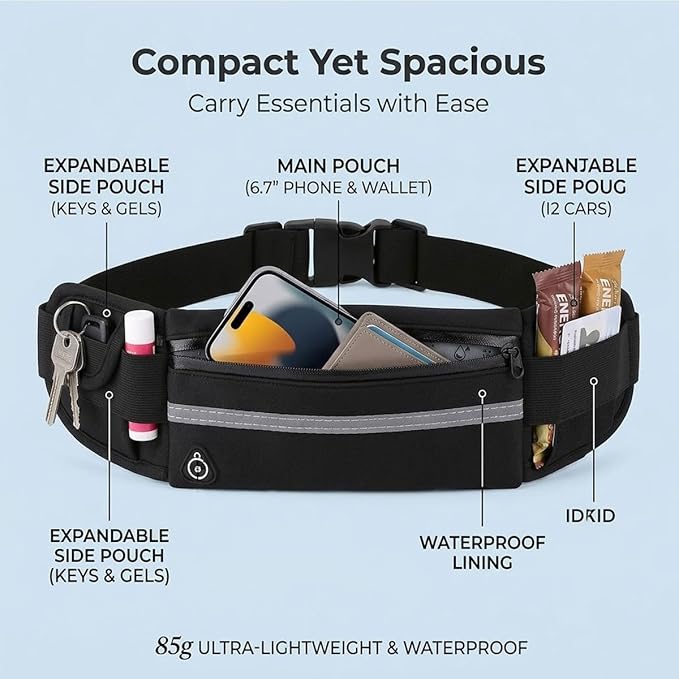 Anti-Theft Invisible Waist Bag, Travel Belt Money Waist Pack, Outdoor Sports Waist Bag with Water Bottle Strap (Orange)