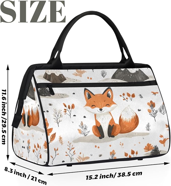Fox Overnight Weekender Bag for Women Men Travel Duffel Bags Waterproof Luggage Carry on Sports Yoga Gym Bag