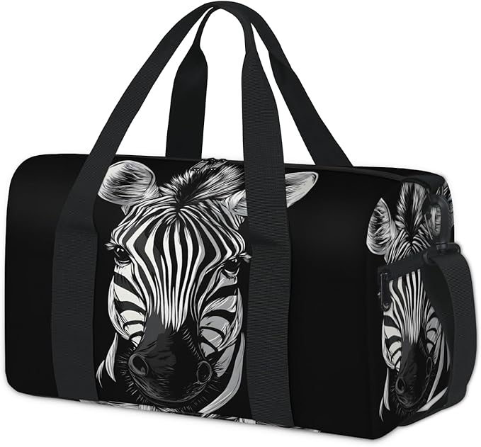 Zebra Travel Duffle Bag for Women Men, Overnight Weekender Bag, Carry on Tote for Sport Gym