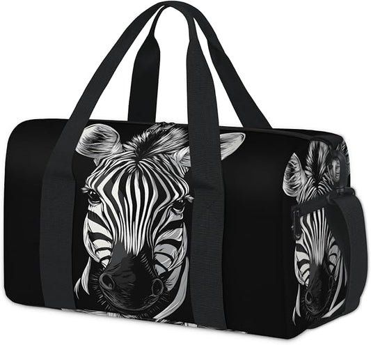 Zebra Travel Duffle Bag for Women Men, Overnight Weekender Bag, Carry on Tote for Sport Gym