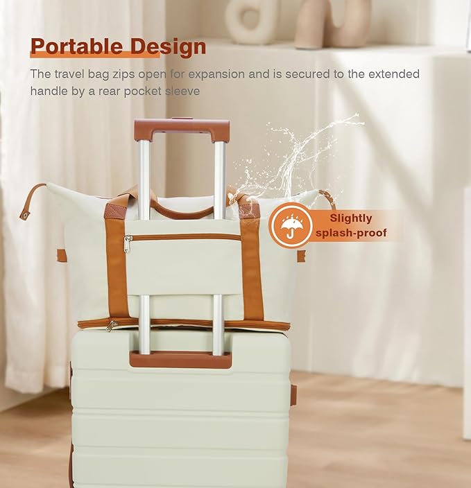 Carry on Luggage Set, 20 Inch Suitcase with 100% PC hardshell, Lightweight TSA Locks Quiet Spinner Wheels Durable Zipper, Suitable for Men and Women, Y01 Beige(20"/DB/TB) Slightly Small