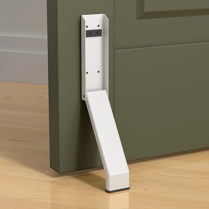 Door Stop, No Drilling Door Stoppers to Keep Door Open, Easy Pedal Kick Down Door Holder, Bottom of Door (White x 1 Pack)