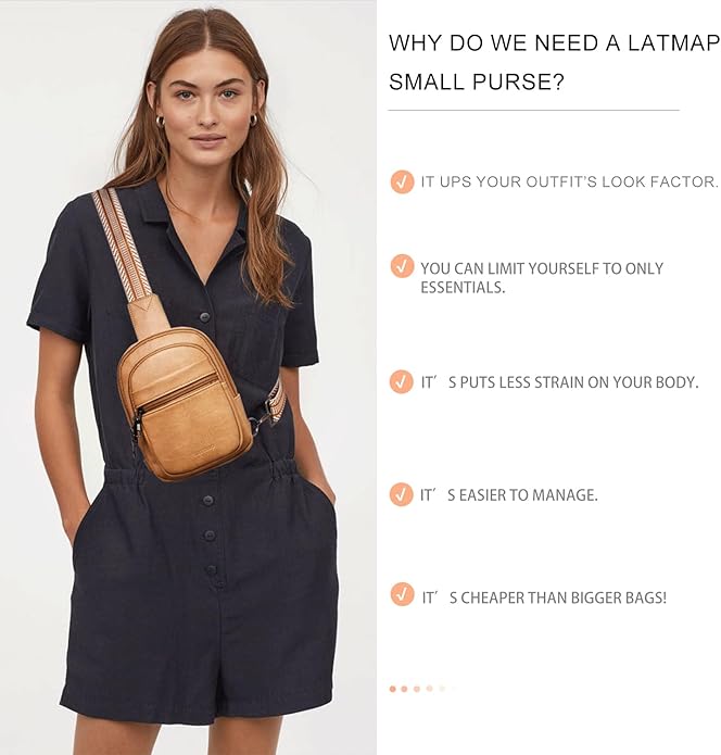 Sling Bag For Women Faux Leather Small Casual Daypack Backpack Fanny Pack Crossbody Chest Bags Purse