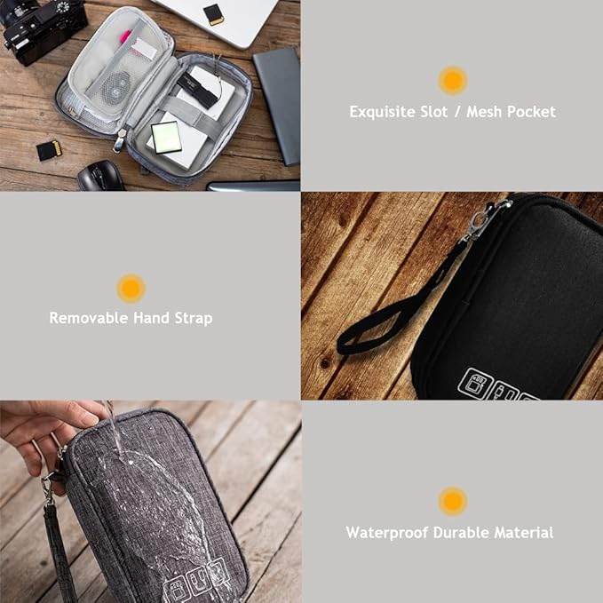 Electronic Organizer Bag Cable Organizer Travel Cord Organizer Case Pouch Portable Carrying Case for Charger Hard Drive Earphone USB SD Card (Red)