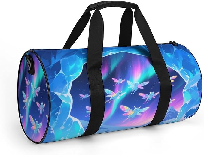 Sports Gym Bag for Women Men Travel Duffel Bag Tote Weekender Bag Aurora Elf Carry on Overnight Bag for Travel Swimming Fitness Workout Sports Duffle Bag
