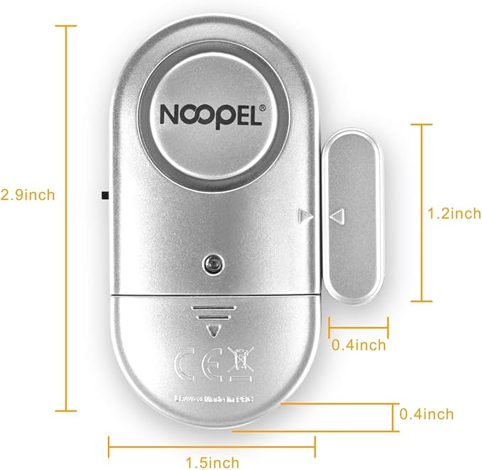 Door Alarms When Opened 4 Pack, New Version with Two Volume Levels, NOOPEL Window Alarm Sensors for Kids Safety Burglar Intruder Entry Alert, DIY Home Security, Battery Operated