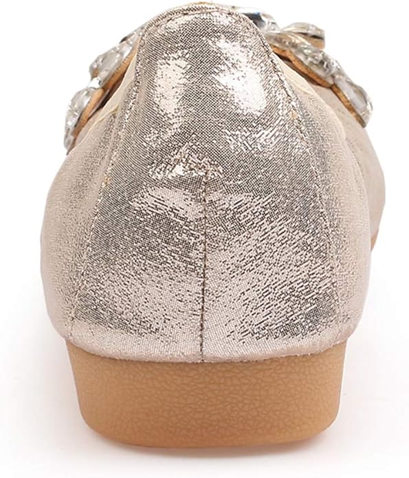 Lauthen.S Women Foldable Ballet Flats, Pointed Toe Wedding Rhinestone Slip on Flat Shoes