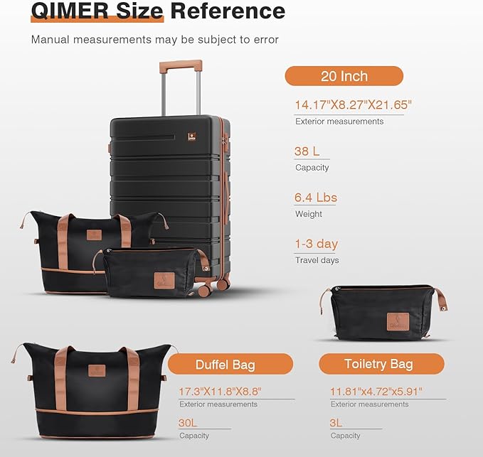 Carry on Luggage Set, 20 Inch Suitcase with 100% PC hardshell, Lightweight TSA Locks Quiet Spinner Wheels Durable Zipper, Suitable for Men and Women, Y01 Beige(20"/DB/TB) Slightly Small
