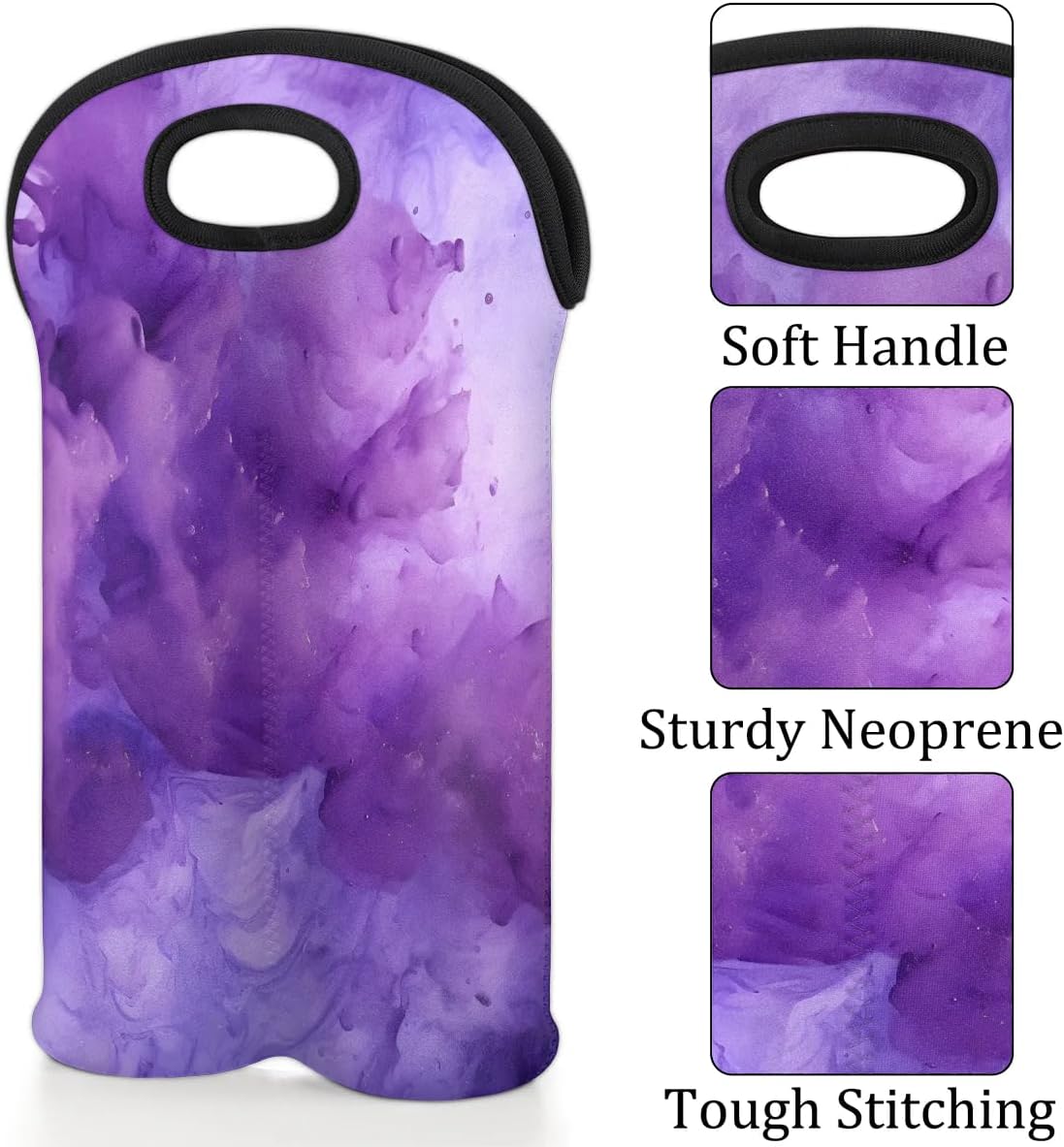 Wine Carrier Tote Personalized Bag for 2 Bottles - Neoprene Wine Bottle Holder with Carry Handle, Wine Protective Bag Insulated Bag Beer Cans Water Bottle Holder for Travel Picnic,Style9