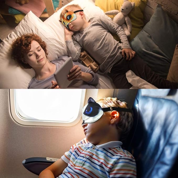 Tphon Sleep Mask for Adult Kids Boys Girls Funny Blindfolds Soft Cute Animal Sleeping Masks with Adjustable Strap for Travel Naps Shift Works Games