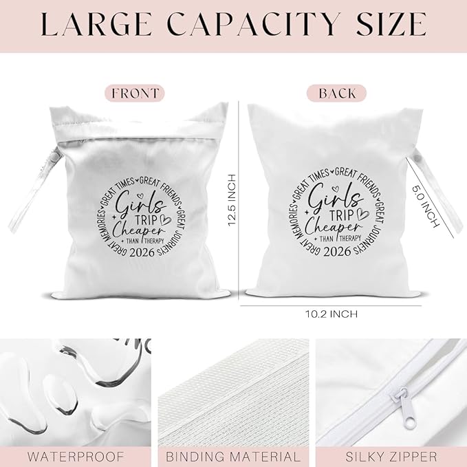 4Pcs Girls Trip Gifts Wet Dry Bag, Beach Bag Wet Bag Favors, Sunscreen Bags Swimsuit Toiletry Travel Essentials For Women, Beach Travel Gym Laundry bags for Dirty Diaper Swimsuit Gifts